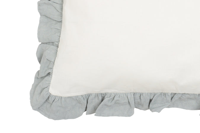 Cuscino Arredo con Frou Frou in misto lino Made in Italy  NATURALE/GRIGIO