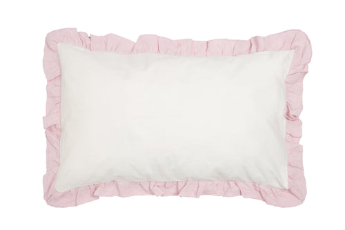 Federa con Frou Frou in misto lino Made in Italy  NATURALE/ROSA