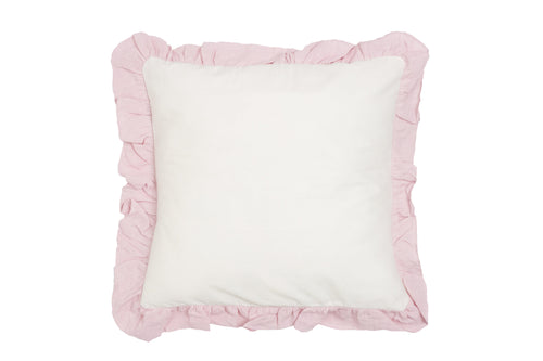 Cuscino Arredo con Frou Frou in misto lino Made in Italy  NATURALE/ROSA