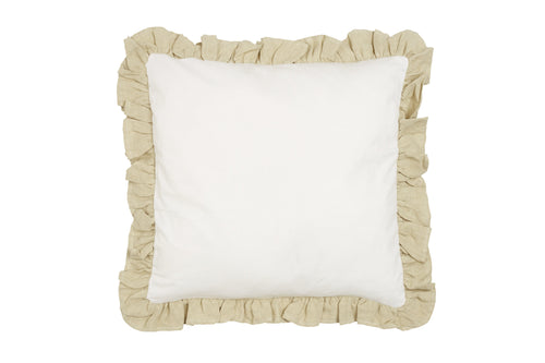 Cuscino Arredo con Frou Frou in misto lino Made in Italy  NATURALE/SABBIA