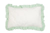 Federa con Frou Frou in misto lino Made in Italy  NATURALE/VERDE DELICATO