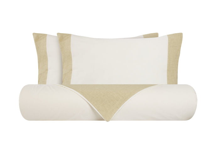 Set copripiumino federe parure copripiumino misto lino Made in Italy NATURALE/SABBIA