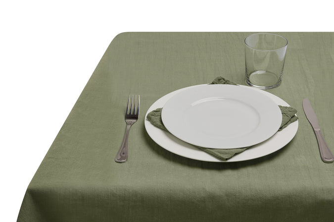 Tovaglia in misto lino tinta unita morbida resistente elegante made in italy OLIVA