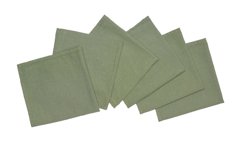 Set di 6 tovaglioli da tavola 45 X 45 CM in misto lino morbido resistente elegante made in italy OLIVA