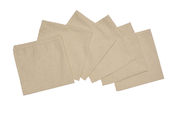 Set di 6 tovaglioli da tavola 45 X 45 CM in misto lino morbido resistente elegante made in italy SABBIA
