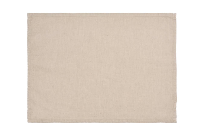 Set di 2 tovagliette americane colazione coppia tovagliette 35 X 50 CM in misto lino tinta unita morbide resistenti eleganti made in italy NATURALE MELANGE