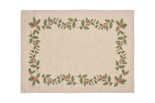 Set di 2 tovagliette americane natalizie coppia tovagliette 35 X 50 CM in misto lino decoro natale morbide resistenti made in italy AGRIFOGLIO