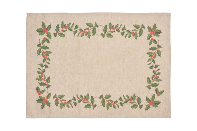 Set di 2 tovagliette americane natalizie coppia tovagliette 35 X 50 CM in misto lino decoro natale morbide resistenti made in italy AGRIFOGLIO
