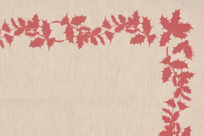 Set di 2 tovagliette americane natalizie coppia tovagliette 35 X 50 CM in misto lino decoro natale morbide resistenti made in italy AGRIFOGLIO ROSSO - Vanita di raso