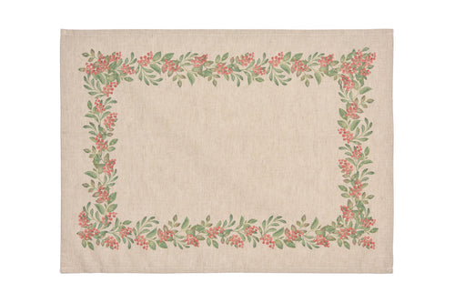 Set di 2 tovagliette americane natalizie coppia tovagliette 35 X 50 CM in misto lino decoro natale morbide resistenti made in italy BACCHE - Vanita di raso