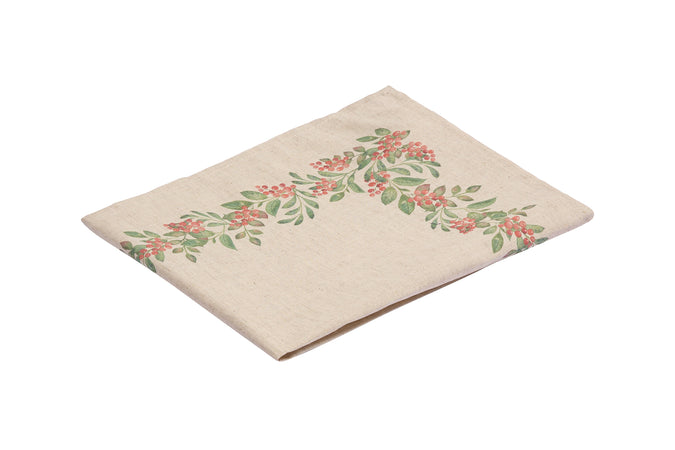 Set di 2 tovagliette americane natalizie coppia tovagliette 35 X 50 CM in misto lino decoro natale morbide resistenti made in italy BACCHE - Vanita di raso