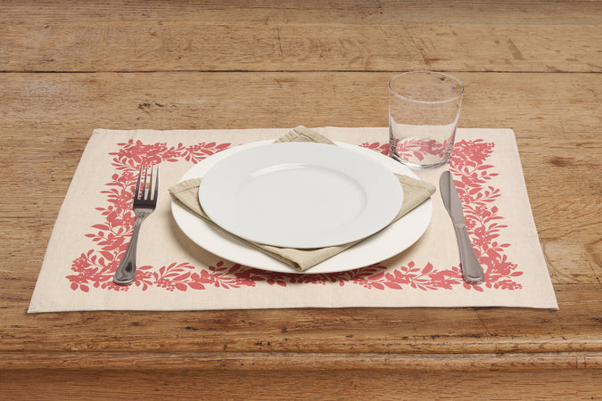 Set di 2 tovagliette americane natalizie coppia tovagliette 35 X 50 CM in misto lino decoro natale morbide resistenti made in italy BACCHE ROSSE - Vanita di raso