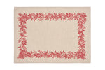 Set di 2 tovagliette americane natalizie coppia tovagliette 35 X 50 CM in misto lino decoro natale morbide resistenti made in italy BACCHE ROSSE - Vanita di raso