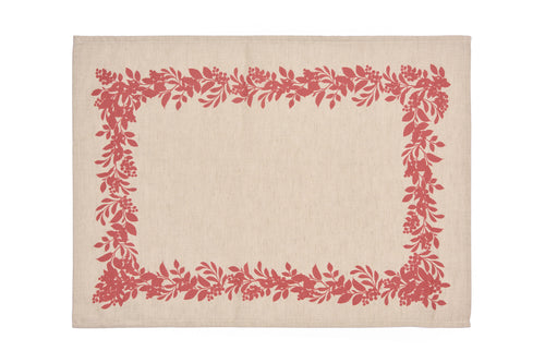 Set di 2 tovagliette americane natalizie coppia tovagliette 35 X 50 CM in misto lino decoro natale morbide resistenti made in italy BACCHE ROSSE - Vanita di raso