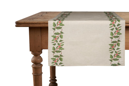 Runner da tavola feste natale natalizia in misto lino decoro natale natalizio morbido resistente elegante made in italy AGRIFOGLIO - Vanita di raso
