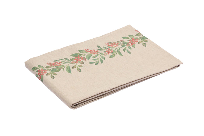 Runner da tavola feste natale natalizia in misto lino decoro natale natalizio morbido resistente elegante made in italy BACCHE - Vanita di raso