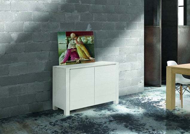 CHANEL - credenza moderna in abete spazzolato 125x50x84 Bianco