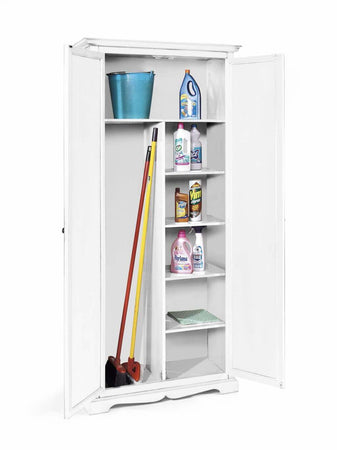 DEVEREUX - armadio porta scope in legno massello 87x40x192 Bianco