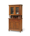 CHELSEY - credenza con vetrina in legno massello 104x43x218 Tinta noce