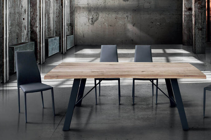 GREGORY - tavolo da pranzo moderno in metallo e legno 160x90 Nero