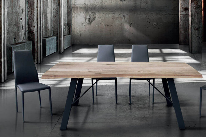 GREGORY - tavolo da pranzo moderno in metallo e legno 250x100 Nero