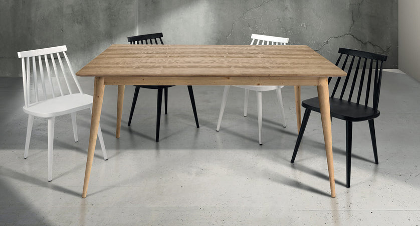 BRIAN - tavolo da pranzo moderno allungabile in abete spazzolato 85x160/210 Marrone