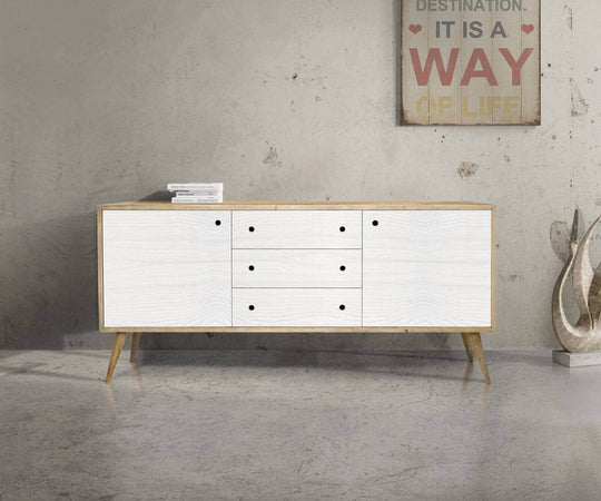 BRISTOL - mobile in abete spazzolato 185x50x84 Bianco