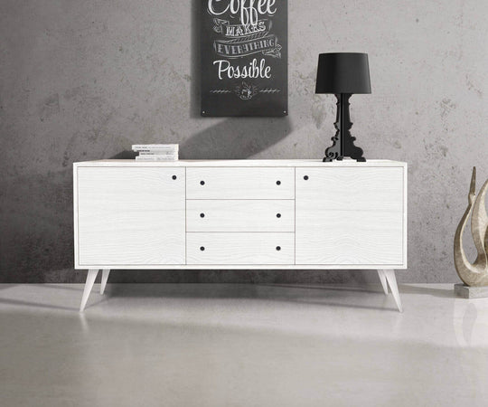 BRISTOL - mobile in abete spazzolato 185x50x84 Bianco