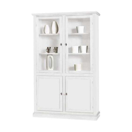 DANIELLE - mobile con vetrina in legno massello 120x41x187 Bianco