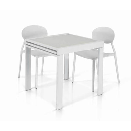 ELIDON - tavolo in vetro cm 70x70/140x75 h Bianco