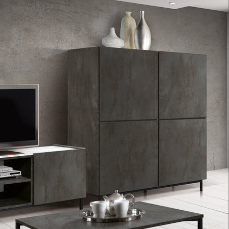 THALIA - credenza moderna con ante ammortizzate cm 136 x 50 x 151 h Antracite