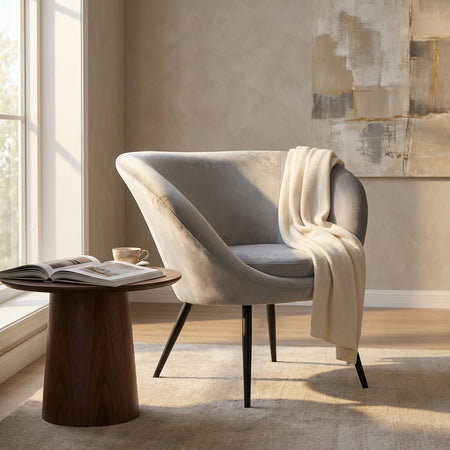 ELISSIA - poltrona moderna in velluto cm 72,5 x 87,5 x 78 h Grigio