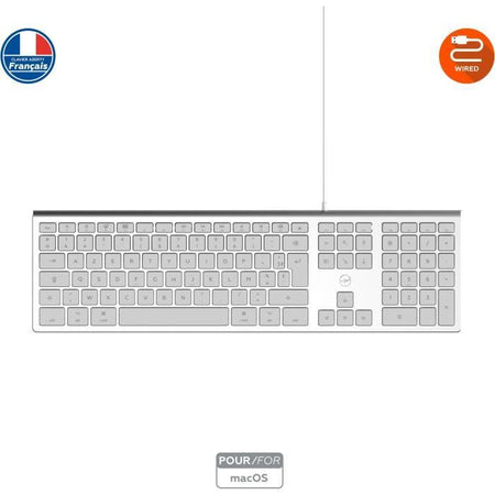 MOBILITY LAB ML304304 - Tastiera cablata Touch Design con 2 USB per Mac - AZERTY - Bianca e argento