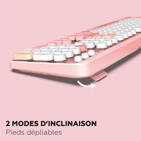 Combo tastiera + mouse wireless - MOBILITY LAB - Colore puro - Rosa - Design ergonomico - Digitazione discreta