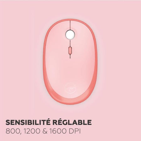 Combo tastiera + mouse wireless - MOBILITY LAB - Colore puro - Rosa - Design ergonomico - Digitazione discreta
