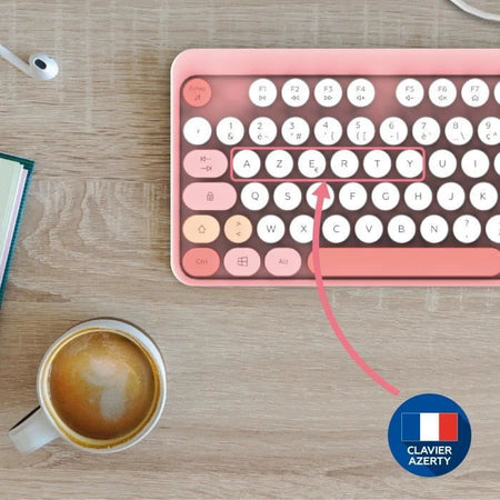 Combo tastiera + mouse wireless - MOBILITY LAB - Colore puro - Rosa - Design ergonomico - Digitazione discreta