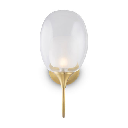 Applique Contemporanea Aura Struttura Metallo Ottone 1 Luce Diffusore Vetro