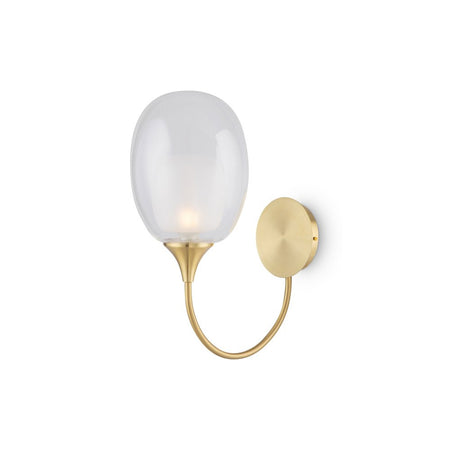 Applique Contemporanea Aura Struttura Metallo Ottone 1 Luce Diffusore Vetro