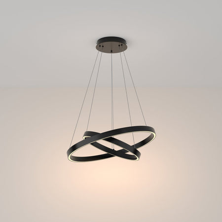 Lampadario A Sospensione Moderno Rim Alluminio Nero Luce Led 61W