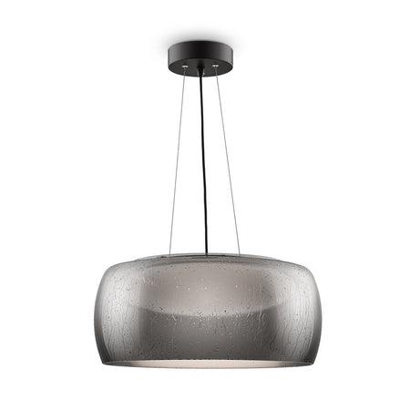 Lampadario A Sospensione Moderno Solen Metallo Nero Vetro 1 Luce Led 13W