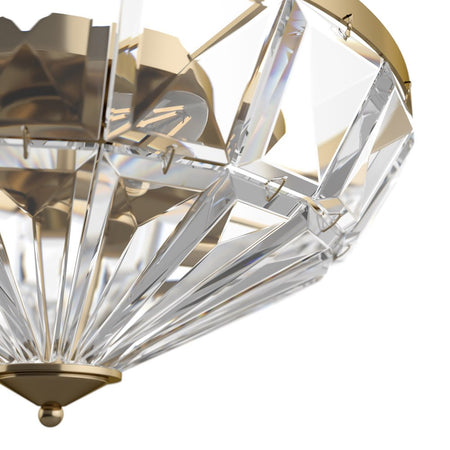 Plafoniera Contemporanea Facet Metallo Oro 6 Luci Diffusori Vetro