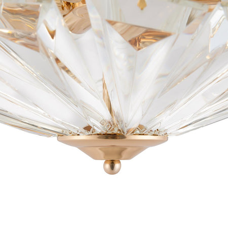 Plafoniera Contemporanea Facet Metallo Oro 6 Luci Diffusori Vetro