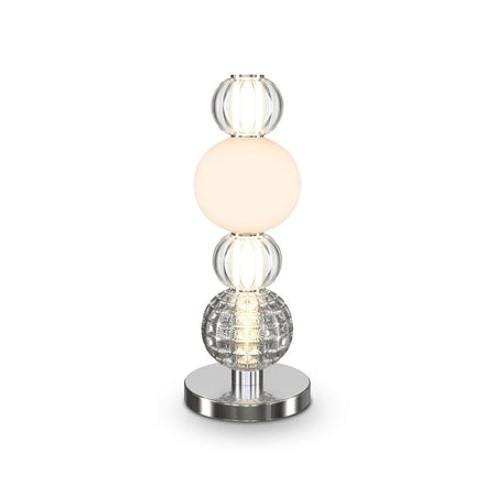 Lampada Scrivania Contemporanea Collar 18W Metallo Cromo E Bianco Paralume Vetro