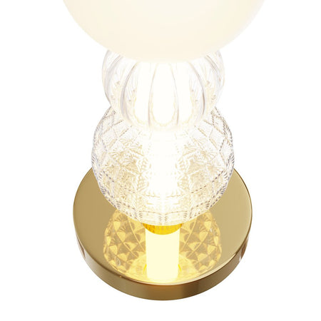 Lampada Scrivania Contemporanea Collar 18W Metallo Oro E Bianco Paralume Vetro