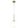 Lampadario Minimal Basic Form Grande In Metallo Oro 1 Luce E Diffusore Bianco