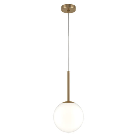 Lampadario Minimal Basic Form Grande In Metallo Oro 1 Luce E Diffusore Bianco