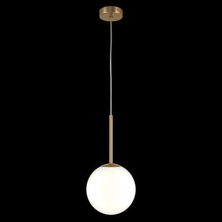 Lampadario Minimal Basic Form Grande In Metallo Oro 1 Luce E Diffusore Bianco
