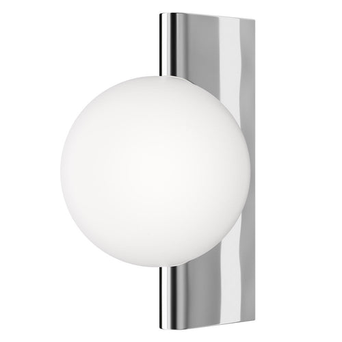 Applique Contemporanea Avant-Garde In Metallo Cromo 1 Luce Con Diffusore Bianco