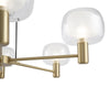 Lampadario Contemporaneo Vision Alluminio Oro 6 Luci Diffusori In Vetro Trasp