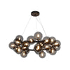 Lampadario Contemporaneo Dallas Metallo Nero 25 Luci Diffusori Vetro Specchiato